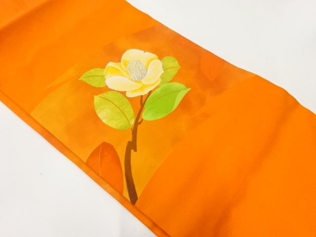 JAPANESE KIMONO / VINTAGE NAGOYA OBI / SILK / WOVEN CAMELLIA